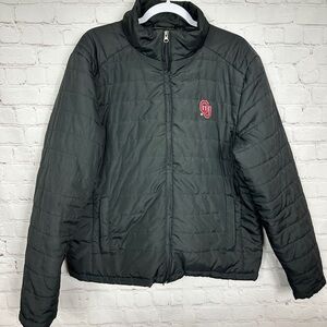 Oklahoma Sooners OU black CS Crable puffer coat Jacket‎ sz M, GUC
